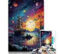 Puzzle da 1000 pezzi raffigurante una nave pirata nell'universo 1000 pezzi per adulti regalo di compleanno regali arte murale per bambini dai 14 anni in su 38x26cm