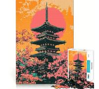 Puzzle da 1000 pezzi raffigurante una pagoda giapponese al tramonto,arte minimalista,incastro perfetto,gioco,concentrazione,divertimento,relax,regalo di Natale (50x75cm)