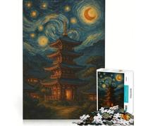 Puzzle da 1000 pezzi raffigurante una pagoda sotto un cielo stellato un gioco rilassante per genitori e figli un regalo perfetto per amici e familiari 38x52cm