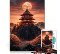 Puzzle da 1000 pezzi raffigurante una pagoda sulla cima di una montagna, ideale per adulti, un gioco stimolante per la mente, perfetto per giocare in casa Opera d'arte di pregio (38x52cm)