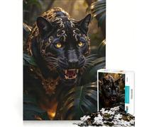 Puzzle da 1000 pezzi raffigurante una pantera nera decorata nella giungla giocattolo educativo gioco di velocità manuale con pezzi di forma casuale completamente ad incastro 38x26cm