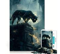 Puzzle da 1000 pezzi raffigurante una Pantera Nera su antiche rovine,con incastri precisi Gioco divertente e rilassante,ideale per momenti di svago e per decorare la casa durante il periodo natalizio