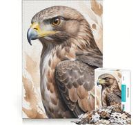 Puzzle da 1000 pezzi raffigurante una poiana comune ad acquerello, gioco rompicapo, attività per tutta la famiglia, con poster e foglio di curiosità abbinati 38x26cm