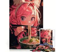 Puzzle da 1000 pezzi raffigurante una ragazza anime che mangia ramen con le bacchette ideale per adulti per sviluppare le capacità cognitive per il relax e un elegante puzzle a incastro un chic
