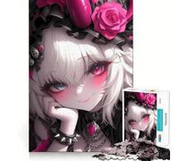 Puzzle da 1000 pezzi raffigurante una ragazza anime con corna rosa,con pezzi a incastro preciso Gioco divertente e rilassante,ideale per creare un'atmosfera accogliente e per decorare la casa durante