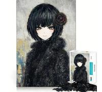 Puzzle da 1000 pezzi raffigurante una ragazza anime con una rosa tra i capelli,con tagli precisi Un rompicapo divertente,perfetto per il tempo libero e per Natale (50x75cm)