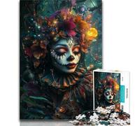 Puzzle da 1000 pezzi raffigurante una ragazza clown psichedelica per adulti e adolescenti, difficile da completare ma divertente e spiritoso, ideale come decorazione e regalo per la casa, 38x26cm