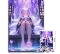 Puzzle da 1000 pezzi raffigurante una ragazza volpe mistica giapponese, gioco di apprendimento per mettere in pratica le proprie abilità, regalo premuroso per momenti felici, dimensioni 38x52cm