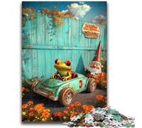Puzzle da 1000 pezzi raffigurante una rana che guida un'auto, per adolescenti, giocattoli per l'intrattenimento della famiglia, ideale come regalo per tutta la famiglia, 26x38cm