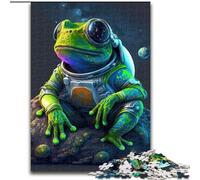 Puzzle da 1000 pezzi raffigurante una rana, uno spazio e un astronauta. Puzzle in cartone, dimensioni 26x38cm. Perfetto per decorare la casa o l'ufficio, ideale come regalo di Natale.