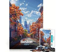 Puzzle da 1000 pezzi raffigurante una scena autunnale di strada a Boston,USA I pezzi si incastrano perfettamente,offrendo un gioco divertente e rilassante,ideale anche come decorazione natalizia