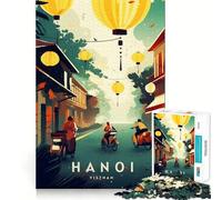 Puzzle da 1000 pezzi raffigurante una scena di strada di Hanoi,Vietnam,con lanterne Gioco di precisione,divertente e stimolante per la risoluzione di problemi Un gioco tranquillo per momenti di relax