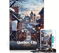 Puzzle da 1000 pezzi raffigurante una scena invernale di Quebec City,un gioco divertente e stimolante per la mente,perfetto per rilassarsi e giocare,un'opera d'arte natalizia (50x75cm)