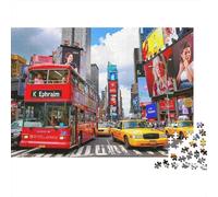 Puzzle da 1000 pezzi raffigurante una strada di New York con un autobus rosso, gioco educativo per adulti, decorazione per la casa, difficile e stimolante, ideale come regalo di compleanno. 70x50 cm