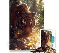 Puzzle da 1000 pezzi raffigurante una tigre che beve acqua nella giungla ideale per adulti un gioco di allenamento mentale divertimento e relax con taglio di precisione e un regalo artistico 38x26cm