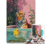 Puzzle da 1000 pezzi raffigurante una tigre che fa il bagno, ideale come regalo per adolescenti, per un gioco educativo, un giocattolo, un arredamento unico per la casa e un regalo (38x26cm)