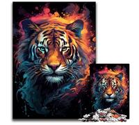 Puzzle da 1000 pezzi raffigurante una tigre di fuoco dipinto con ferocia per adulti rompicapo stimolante per adolescenti divertimento per la serata di giochi in famiglia 1000 pezzi (38x26 cm)