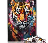 Puzzle da 1000 pezzi raffigurante una tigre dipinta, per adulti, per trascorrere del tempo in famiglia, sfida per la mente (38x26 cm)