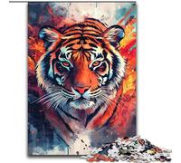 Puzzle da 1000 pezzi raffigurante una tigre in stile cartone animato, con gioco interattivo per tutta la famiglia, bambini dai 14 anni in su (dimensioni 50x75cm)