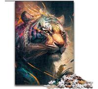 Puzzle da 1000 pezzi raffigurante una tigre,realizzato in legno,perfetto per regali di compleanno,Natale e Halloween,50x75cm,ideale per arredare la casa,allenare la mente e come regalo per le feste