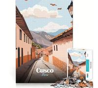 Puzzle da 1000 pezzi raffigurante una veduta stradale di Cusco,Perù Illustrazione di taglio preciso Gioco di abilità cognitive,ideale per il tempo libero e come regalo di Natale rilassante (50x75cm)