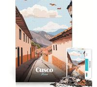 Puzzle da 1000 pezzi raffigurante una veduta stradale di Cusco,Perù Illustrazione di taglio preciso Gioco cognitivo divertente per il tempo libero Scena natalizia (38x52cm)