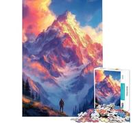 Puzzle da 1000 pezzi raffigurante una vetta al tramonto con un escursionista Gioco educativo e impegnativo da completare adatto a partire dai 14 anni Dimensioni 38x52cm