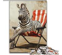 Puzzle da 1000 pezzi raffigurante una zebra seduta su una sedia, giochi educativi, decorazioni per la casa, ideali come regalo per tutta la famiglia (dimensioni 26x38cm)
