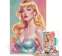 Puzzle da 1000 pezzi raffigurante un'adolescente bionda pin-up in abito floreale, gioco educativo, allena la mente e la mano, collezione d'artista, belle arti 38x52cm
