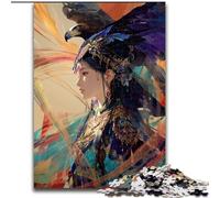 Puzzle da 1000 pezzi raffigurante un'aquila e una ragazza, perfetto per adolescenti, per rafforzare i legami familiari, come rompicapo e come regalo fai da te per la casa (dimensioni 50x75cm)
