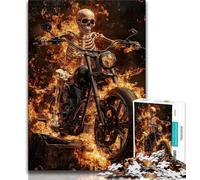 Puzzle da 1000 pezzi raffigurante uno scheletro che guida una motocicletta per adulti e ragazzi giocattolo educativo ideale come regalo per tutta la famiglia (26x38cm)