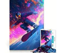 Puzzle da 1000 pezzi raffigurante uno snowboarder illuminato al neon, ideale per adolescenti Gioco di logica, tema caldo, con taglio preciso e pezzo da collezione (50x75cm)