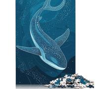 Puzzle da 1000 pezzi raffigurante uno squalo balena nel mare blu profondo, per adulti e puzzle di carta per gli amanti dei puzzle, 38x26 cm/1000 pezzi