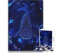 Puzzle da 1000 pezzi raffigurante uno squalo balena nell'oceano profondo stellato Un modo rilassante per riempire il tempo libero Giocattolo da gioco con taglio preciso e uniforme Dimensioni: 50x75cm