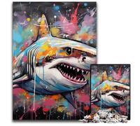 Puzzle da 1000 pezzi raffigurante uno squalo dipinto su graffiti,puzzle impossibile per adulti,ideale per adolescenti e collezionisti,regalo da viaggio,attività per famiglie,50x75CM