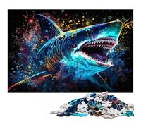 Puzzle da 1000 pezzi raffigurante uno squalo, ideale per adulti, ideale per gli innamorati, perfetto regalo di Natale, Capodanno e San Valentino, 26X38CM/10,23x14,96 pollici.