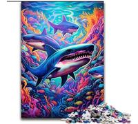 Puzzle da 1000 pezzi raffigurante uno squalo, motivo: animali Ideale come regalo per adolescenti, coppie e amici per compleanni e Natale (dimensioni: 26x38cm)