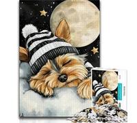 Puzzle da 1000 pezzi raffigurante uno Yorkshire Terrier addormentato,per adulti e adolescenti,difficile da completare ma divertente e spiritoso,ideale come decorazione e regalo per la casa,38x26cm