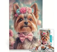 Puzzle da 1000 pezzi raffigurante uno Yorkshire Terrier con una corona di fiori un gioco rompicapo una sfida impegnativa ideale come regalo per tutta la famiglia 38x26cm