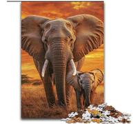 Puzzle da 1000 pezzi raffiguranti elefanti africani, regalo per adolescenti, regalo di compleanno per trascorrere il tempo in casa, regali, arte murale per 14+ anni (26x38cm)