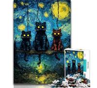 Puzzle da 1000 pezzi raffiguranti gatti neri, per adulti, difficili da completare ma divertenti e spiritosi, decorazioni e regali unici per la casa, 50x75cm