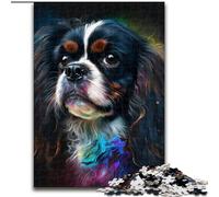 Puzzle da 1000 pezzi raffiguranti il Re Carlo Spaniel, puzzle impossibili per adulti, idea regalo per le feste, opera d'arte umoristica, opera d'arte dettagliata (dimensioni 50x75cm)