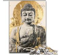 Puzzle da 1000 pezzi raffiguranti la statua dorata del Buddha per adolescenti, stimolanti giochi di ruolo Ogni pezzo è unico Gioco stimolante e divertente per tutta la famiglia (26x38cm)