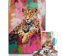 Puzzle da 1000 pezzi raffiguranti un dipinto a olio di leopardo, per adulti, regalo, giocattolo educativo intellettuale decomprimente, ottimi regali e giocattoli (38x26cm)