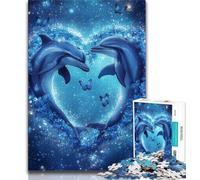 Puzzle da 1000 pezzi raffiguranti una coppia di delfini, regalo per adolescenti, un'offerta stimolante e difficile da realizzare, ideale come regalo per tutta la famiglia (50x75cm)