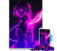 Puzzle da 1000 pezzi "Ragazza Angelo Neon" per adolescenti, gioco per allenare la mente, divertente e rilassante, oggetto da collezione (38x52cm)