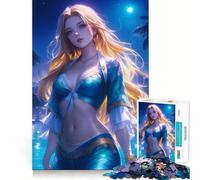 Puzzle da 1000 pezzi "Ragazza anime al chiaro di luna" per adulti,gioco di memoria,incastro perfetto,senza spazi vuoti,attività rilassante per la pausa mentale (38x26cm)
