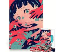 Puzzle da 1000 pezzi "Ragazza anime circondata da mani con occhi" per adolescenti,attività divertente per stimolare la mente,taglio di alta precisione,attività rilassante e pausa mentale (50x75cm)