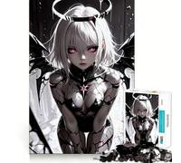 Puzzle da 1000 pezzi "Ragazza anime con ali d'angelo oscure" per adulti,gioco di memoria,incastro perfetto,senza spazi vuoti,attività rilassante per la pausa mentale (38x52cm)
