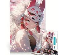 Puzzle da 1000 pezzi "Ragazza anime con maschera da volpe" per adulti,gioco di memoria,incastro perfetto,senza spazi vuoti,attività rilassante per la pausa mentale (38x26cm)